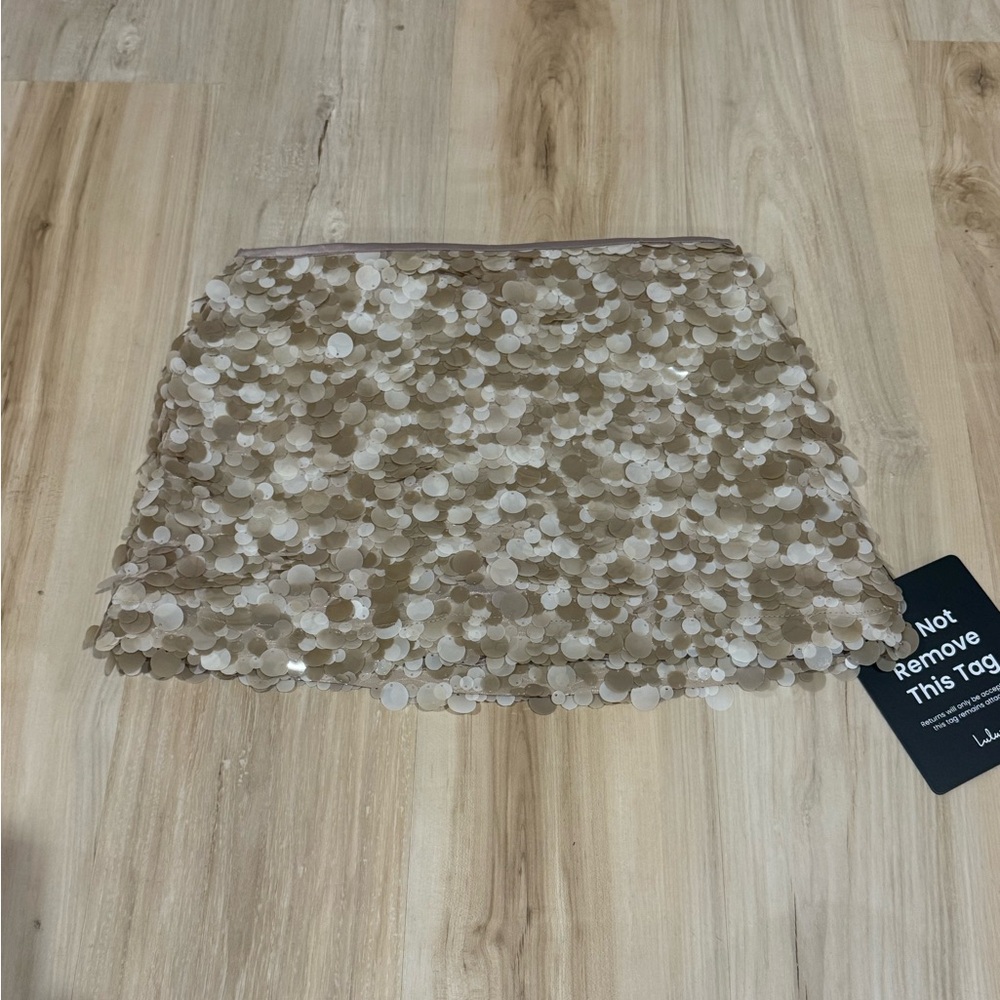 Lulu's Beige Sequin Mini Skirt
